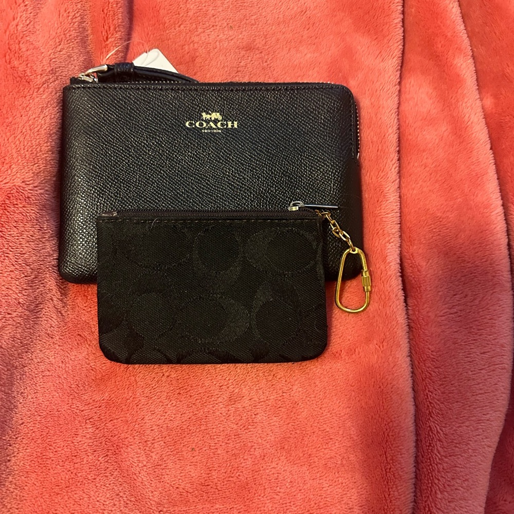 Coach Black Wallet and Pouch Set